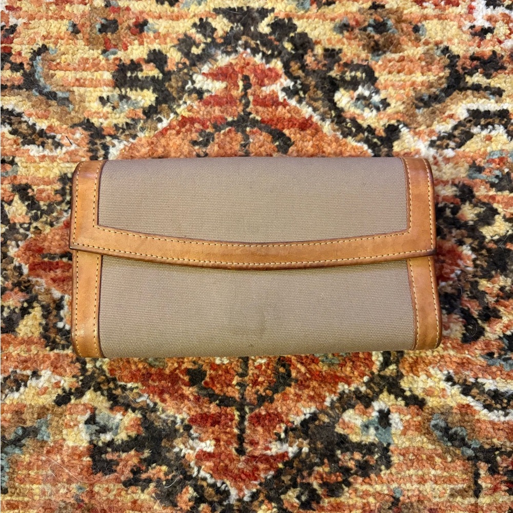 Vintage Dooney and Bourke tri fold wallet brown leather check book id